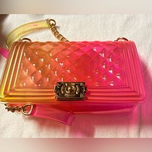 Chic Pink and Orange Quilted Women's Bag
